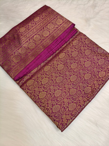 Banarasi Silk Brocade Antique Zari Saree Wine Shade AZ006  75% Discount