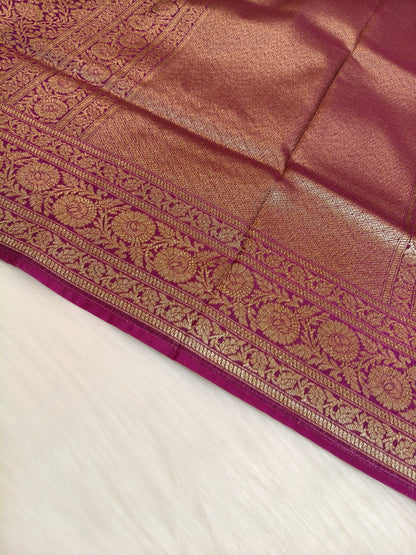 Banarasi Silk Brocade Antique Zari Saree Wine Shade AZ006  75% Discount