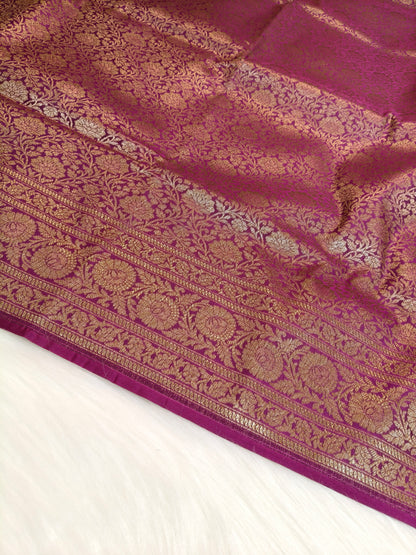 Banarasi Silk Brocade Antique Zari Saree Wine Shade AZ006  75% Discount