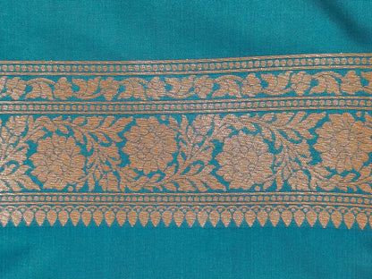 Banarasi Silk Brocade Antique Zari Saree Peacock Shade AZ005  75% Discount