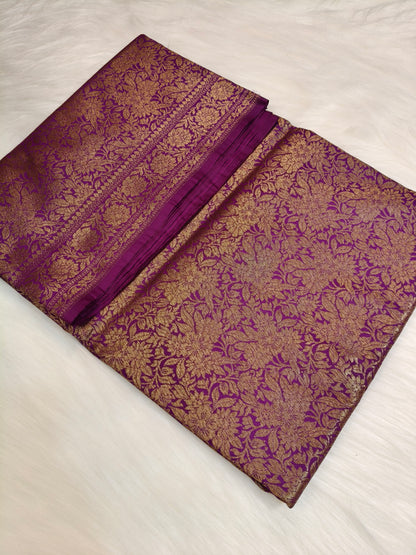 Banarasi Silk Brocade Antique Zari Saree Wine Shade AZ004  75% Discount
