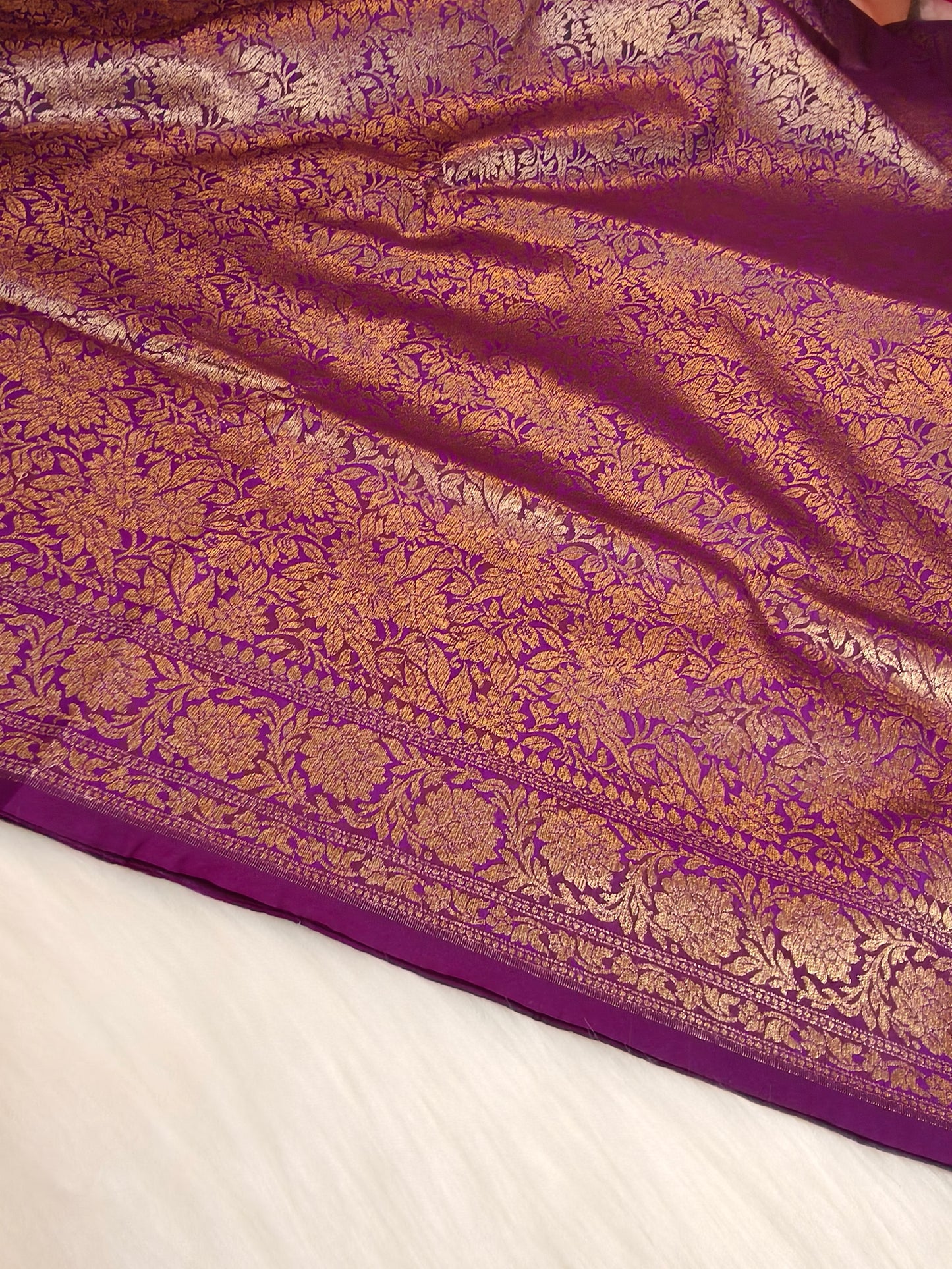 Banarasi Silk Brocade Antique Zari Saree Wine Shade AZ004  75% Discount