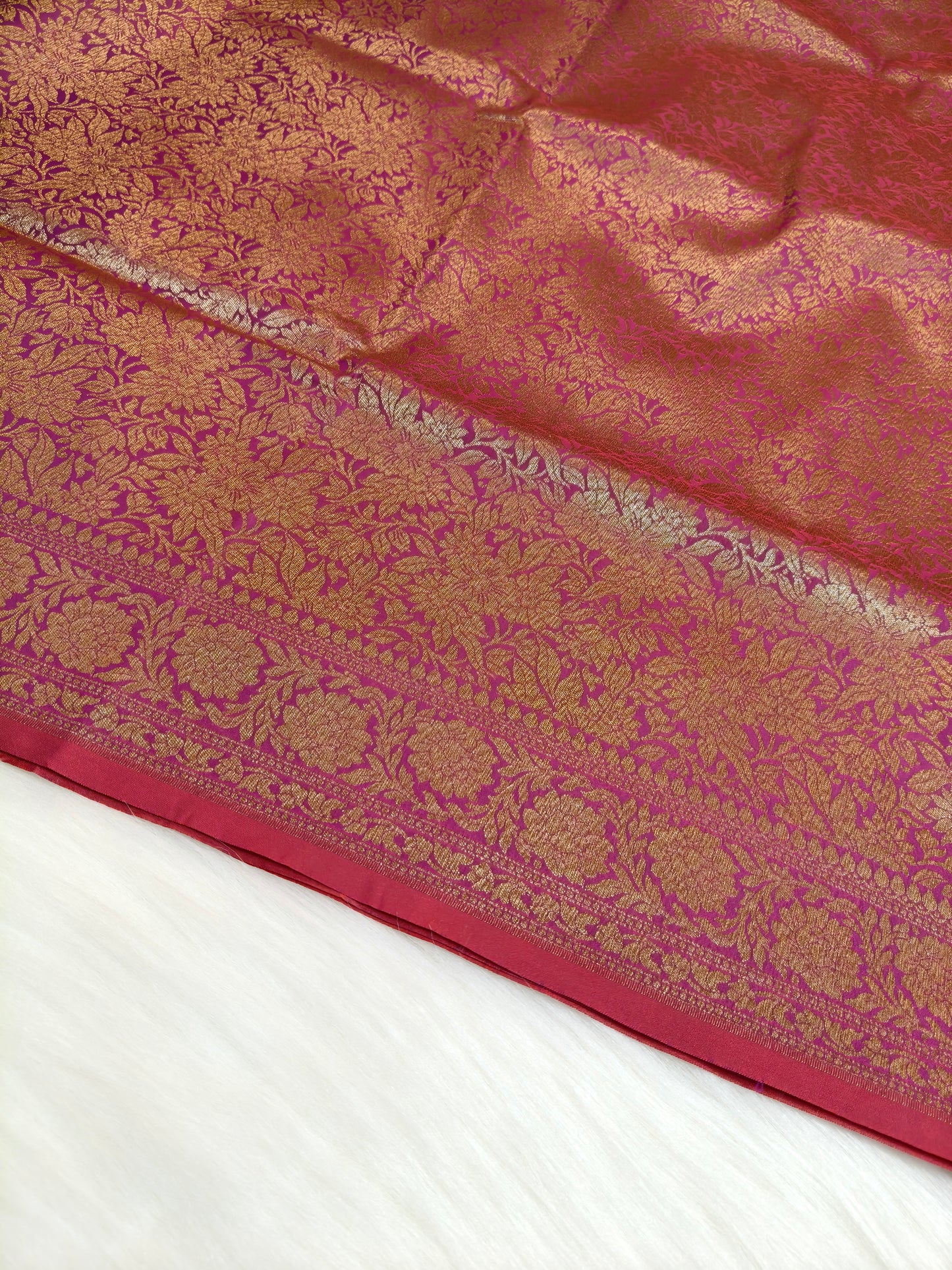 Banarasi Silk Brocade Antique Zari Saree Wine Shade AZ003  75% Discount