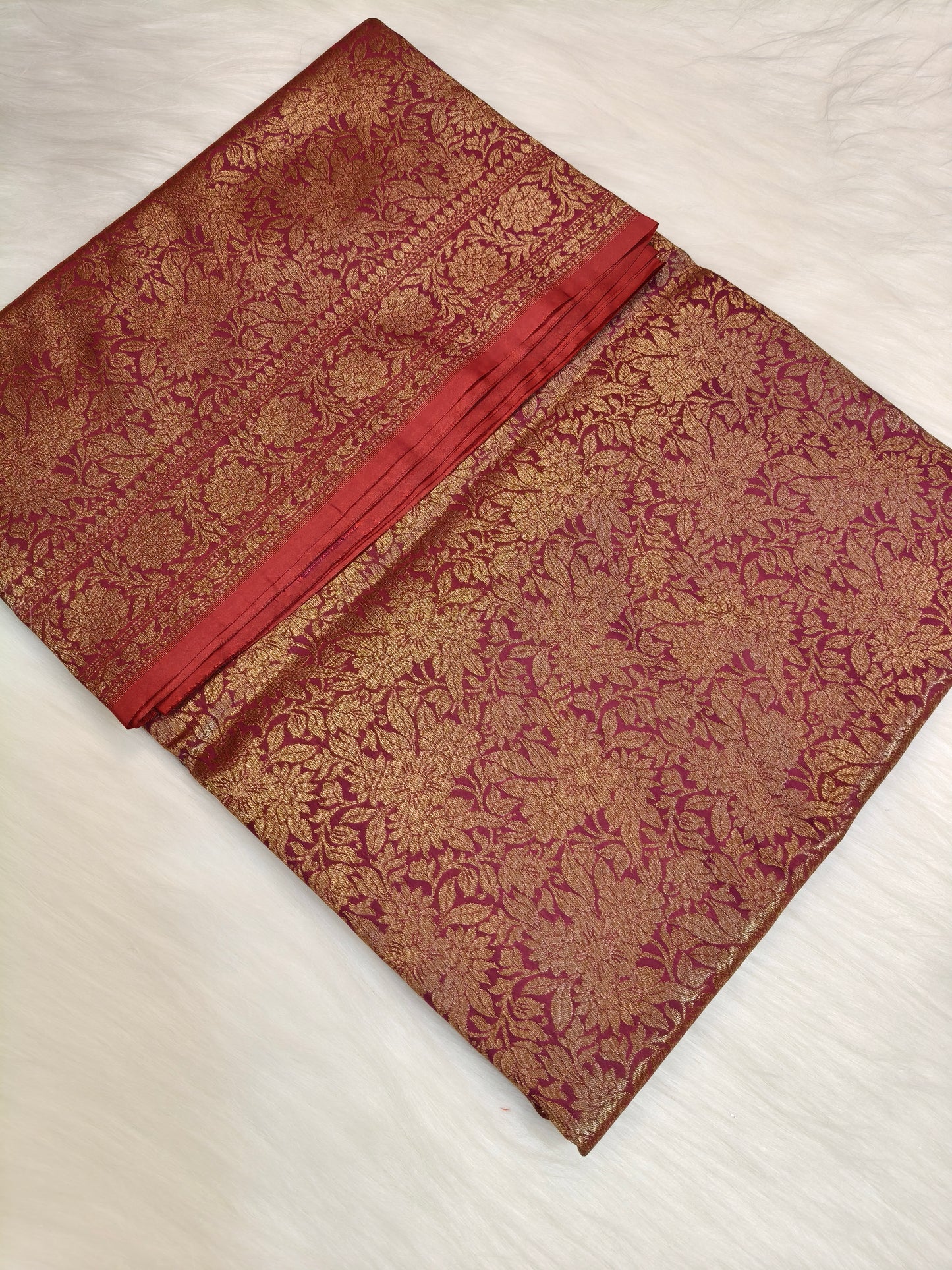 Banarasi Silk Brocade Antique Zari Saree Wine Color AZ002  75% discount