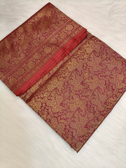 Banarasi Silk Brocade Antique Zari Saree Wine Color AZ002  75% discount