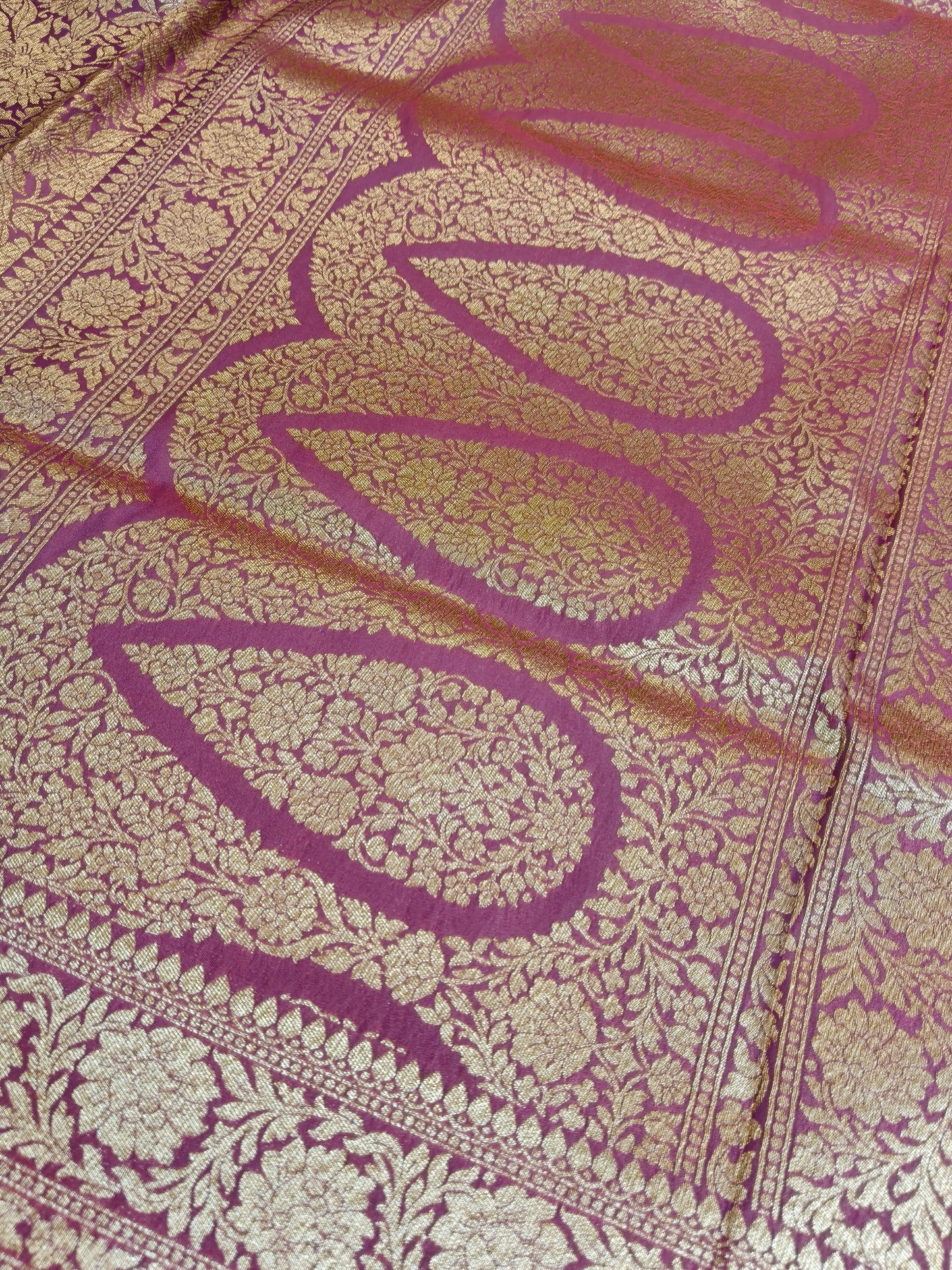 Banarasi Silk Brocade Antique Zari Saree Wine Color AZ002  75% discount