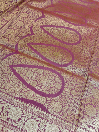 Banarasi Silk Brocade Antique Zari Saree Wine Color AZ002  75% discount