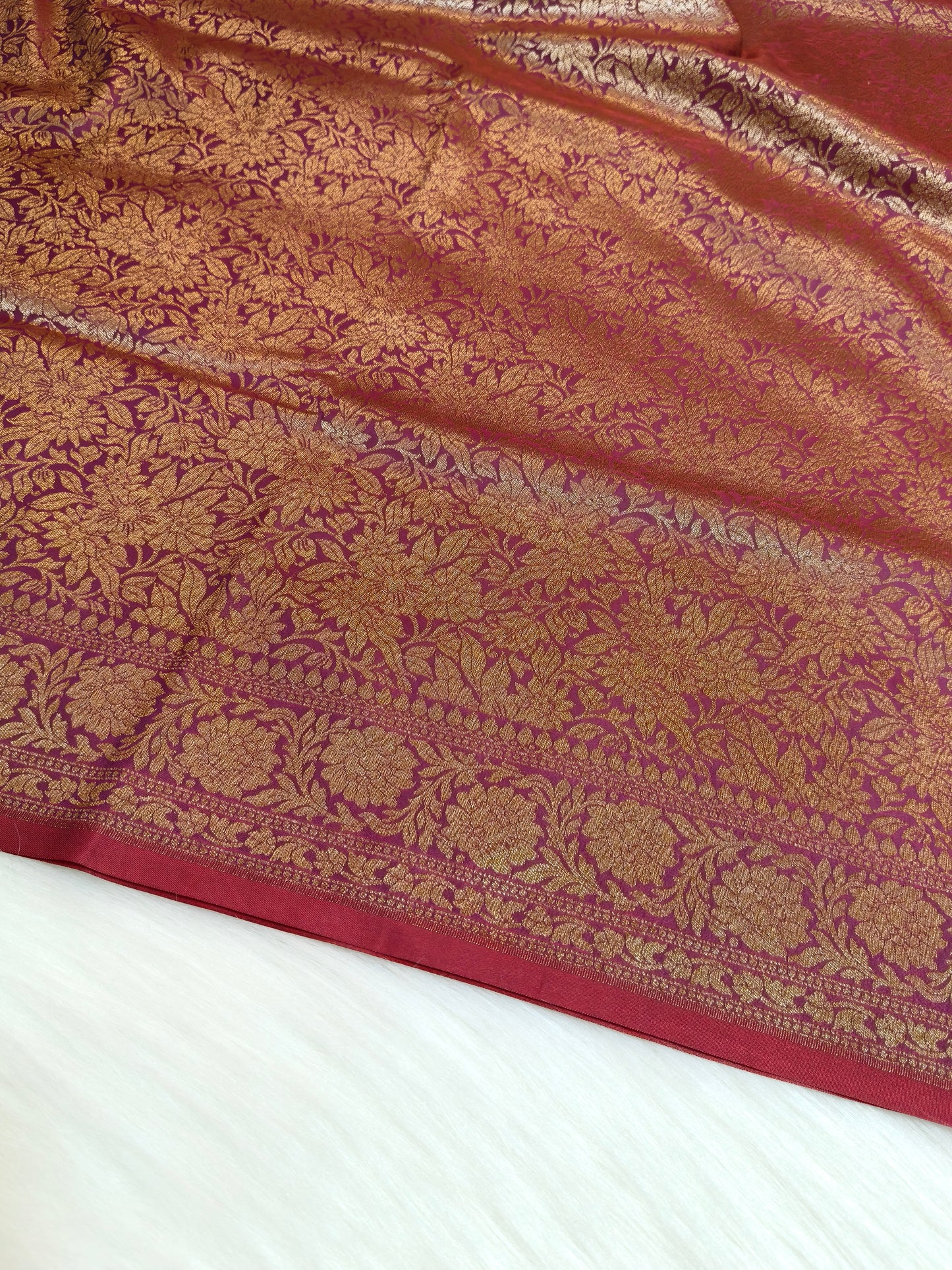 Banarasi Silk Brocade Antique Zari Saree Wine Color AZ002  75% discount