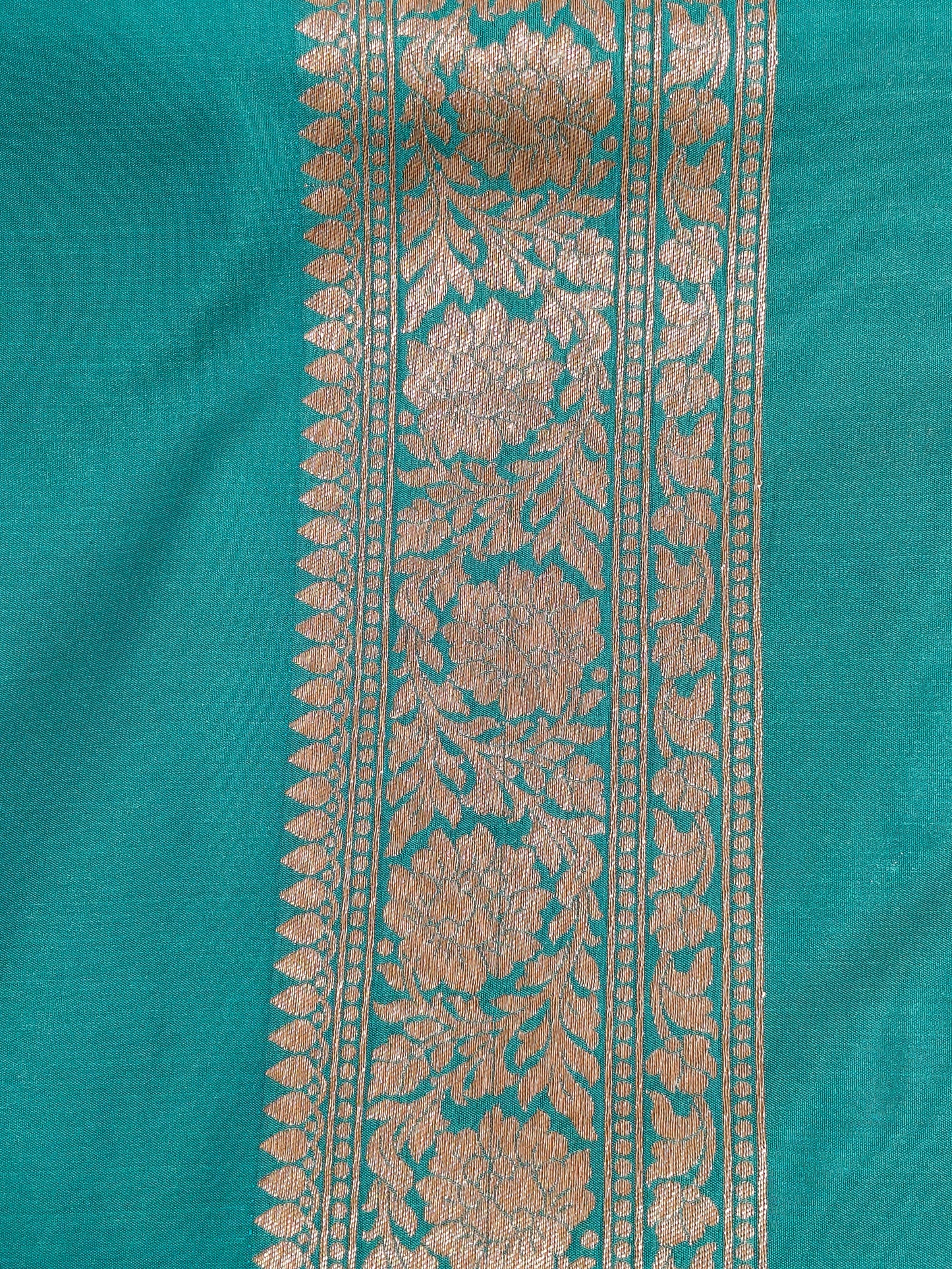Banarasi Silk Brocade Antique Zari Saree Rama Color AZ001  75% Discount